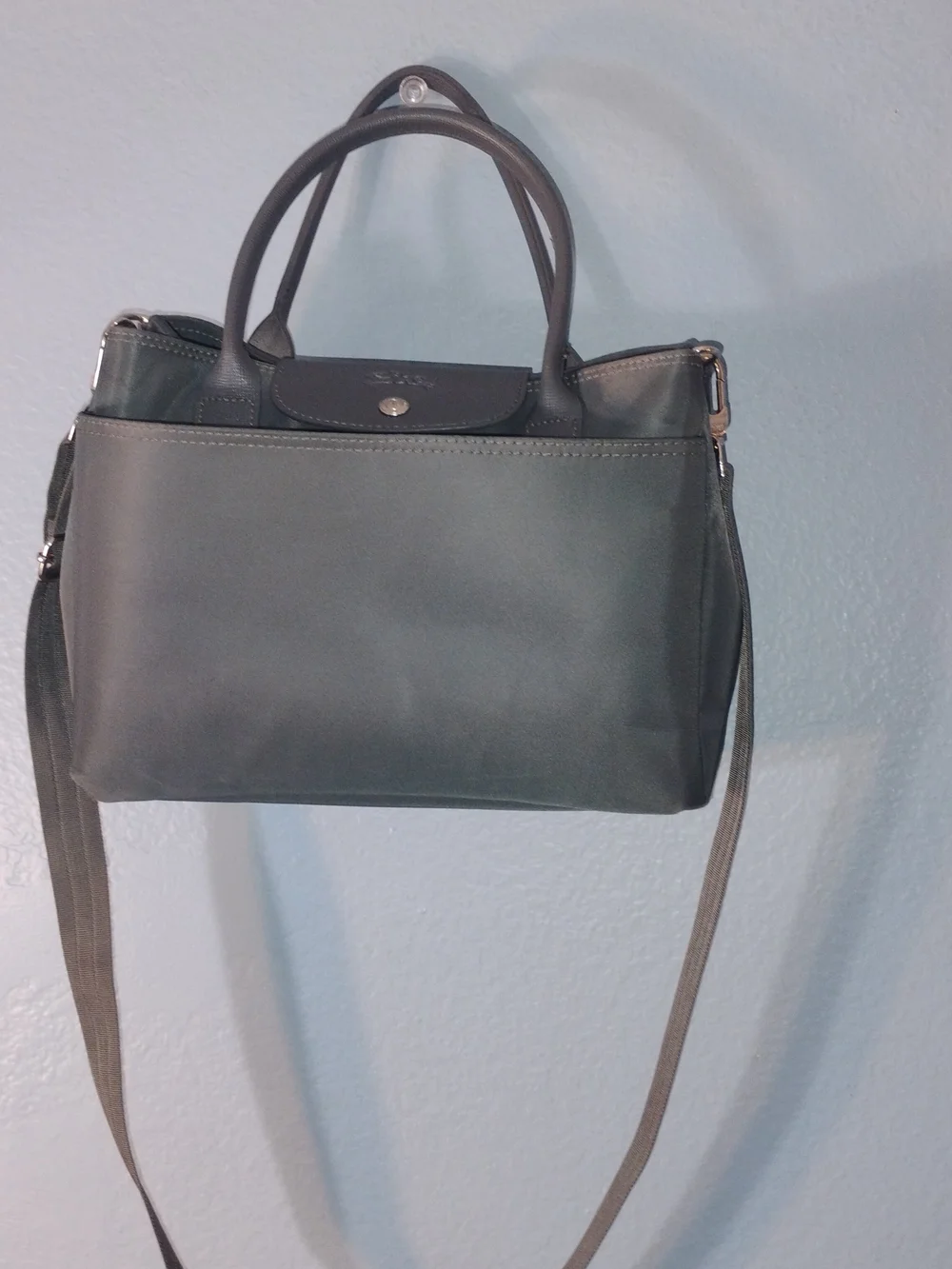 Longchamp Black Nylon Shoulder Tote with Detachable Strap